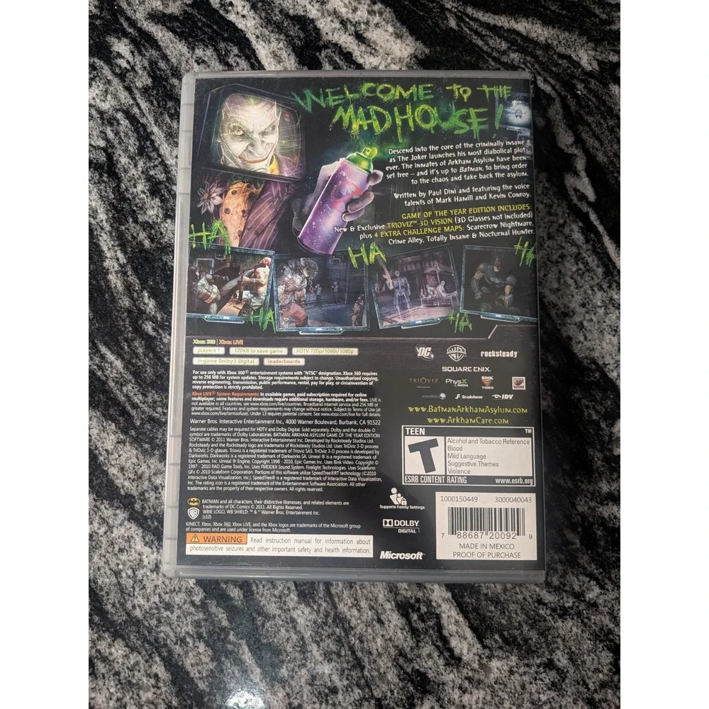 Batman: Arkham Asylum - GOTY Edition (Microsoft Xbox 360) CIB Tested Works‎